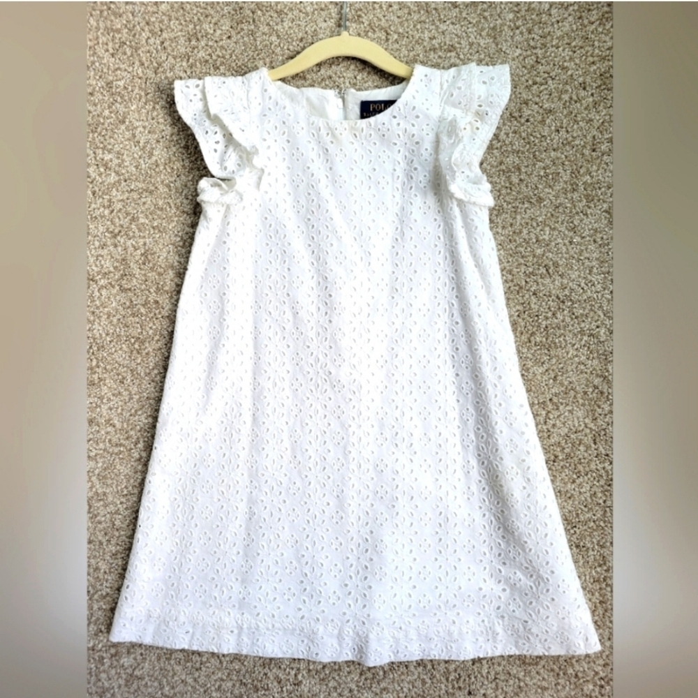 White A-Line Casual Dress with Flutter Cap Sleeves